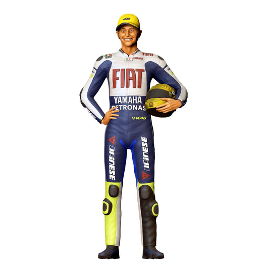Foto do produto de diorama: Motociclista com capacete – Figura em fato de corrida (Ref. Nr. 416)