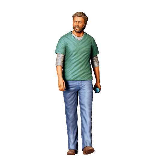 Diorama model building product photo 0: Man with shirt and bottle – walking figure in casual everyday clothing (Ref. No. 419)