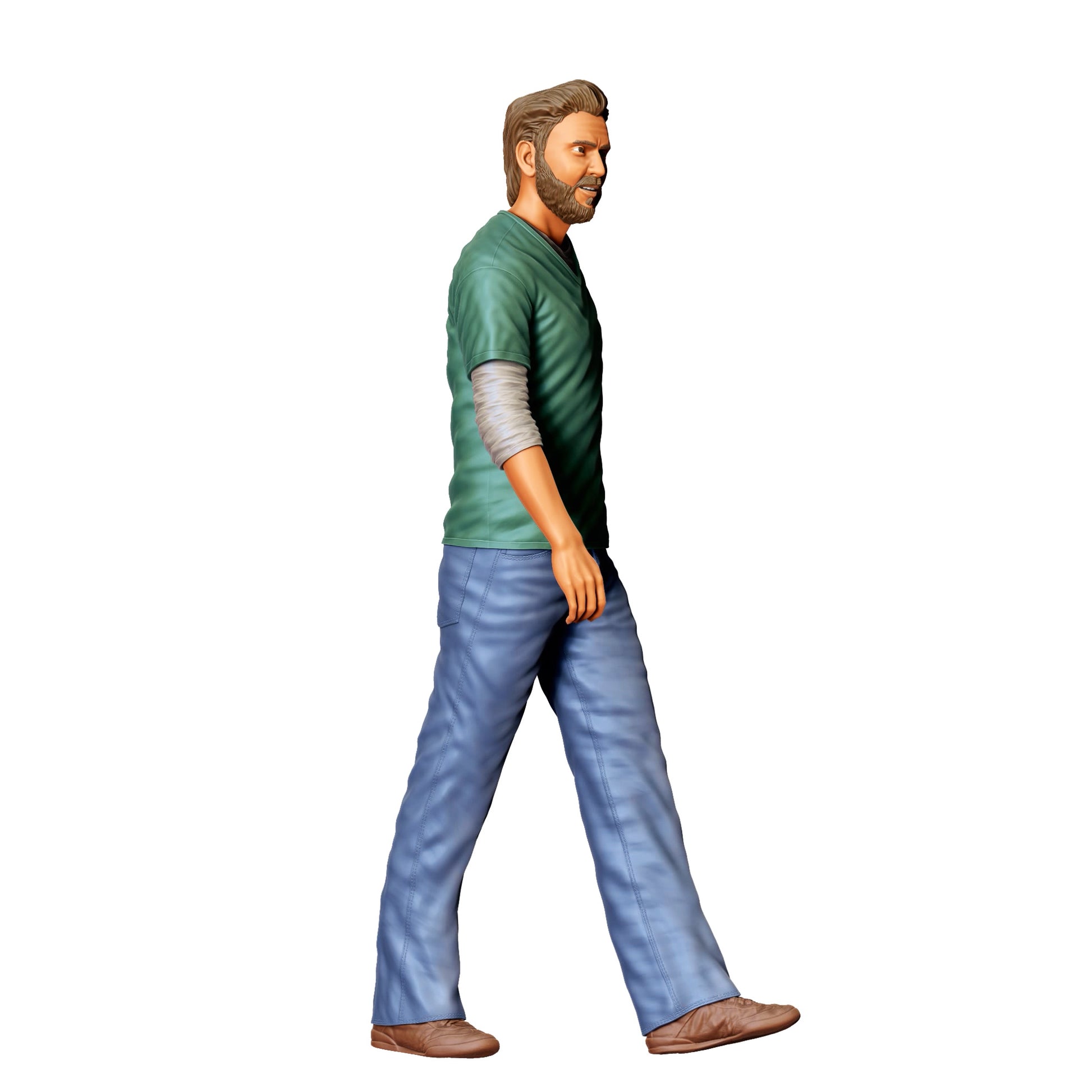 Diorama model building product photo 0: Man with shirt and bottle – walking figure in casual everyday clothing (Ref. No. 419)