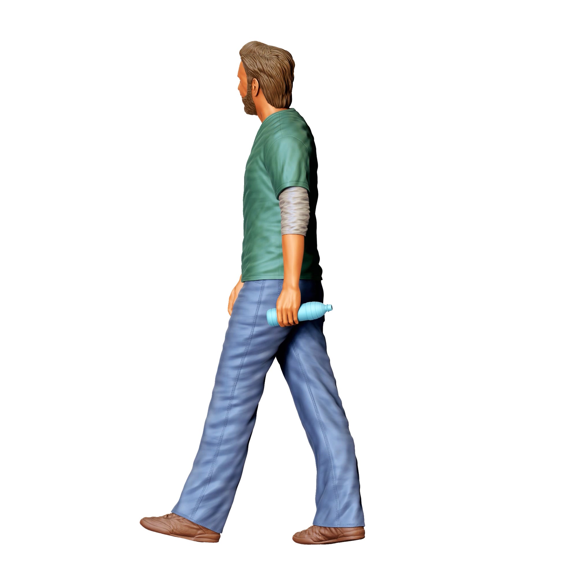 Diorama model building product photo 0: Man with shirt and bottle – walking figure in casual everyday clothing (Ref. No. 419)