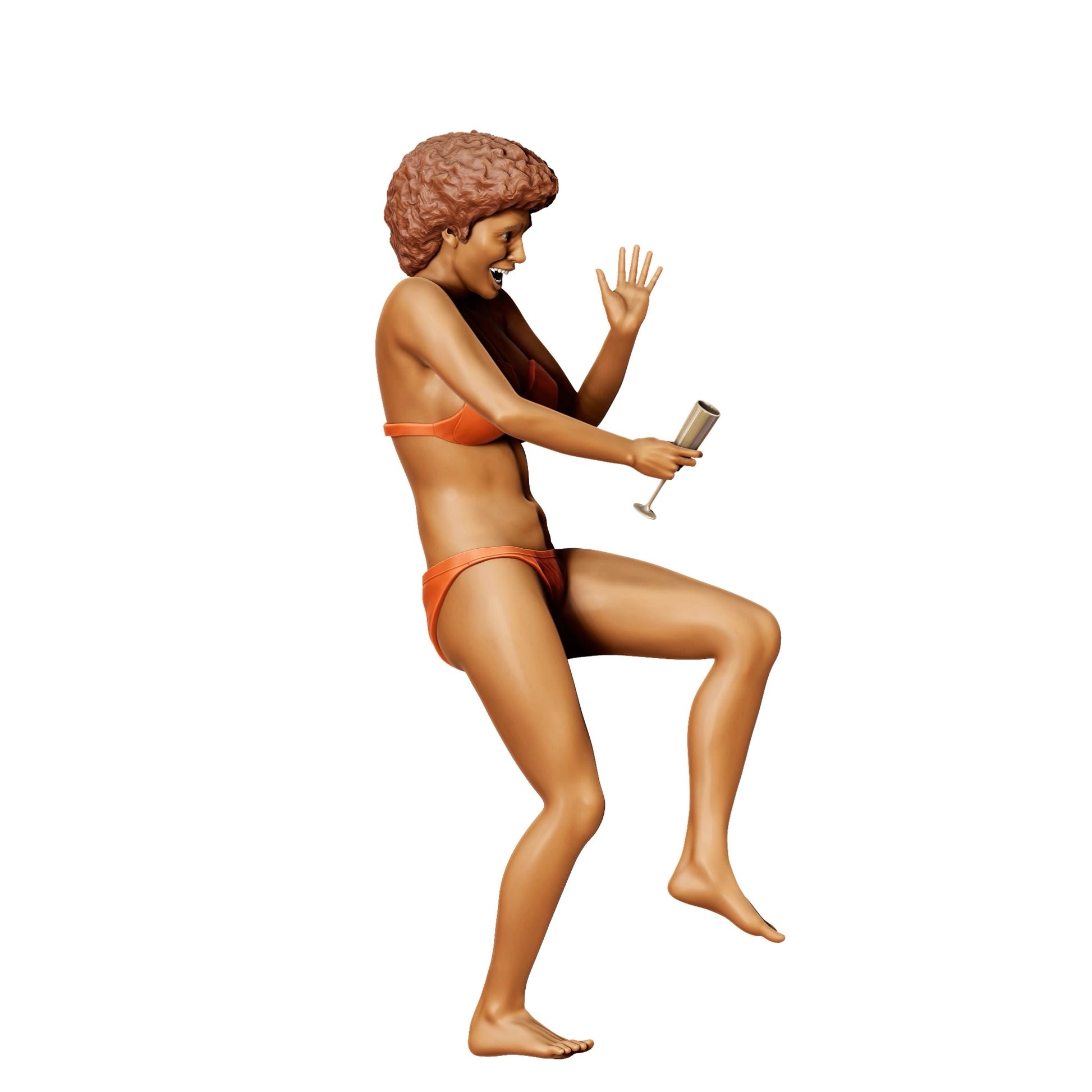 Diorama Modellbau Produktfoto 0: Pool Party Gäste - Frau im Bikini mit Sektglas (Ref. Nr. 324)