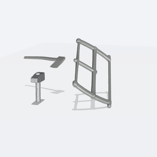 Produktfoto Miniatur Möbel, Einrichtung Diorama und Modellbau  0: Mittelalterliche Schmiede: 3 Werkzeuge - Hammer, Säge und Axt (Ref. 54D)