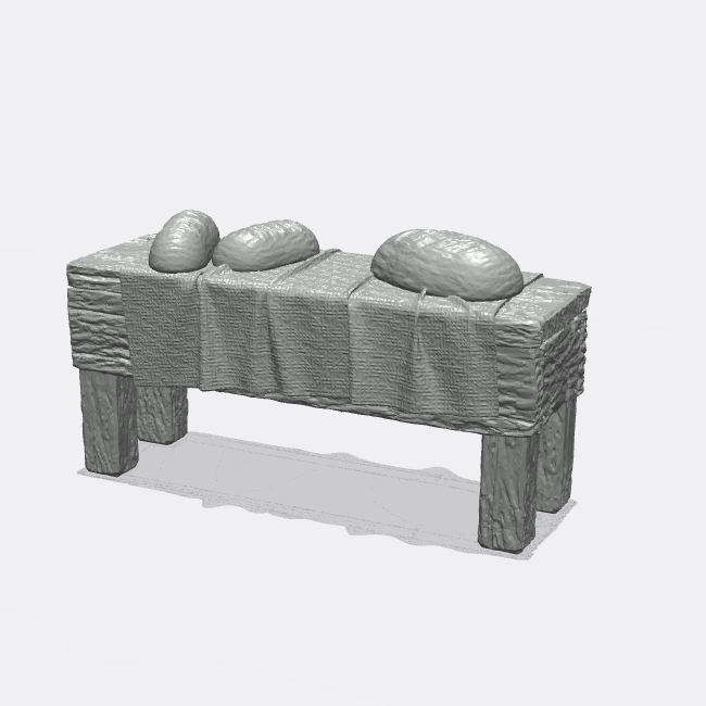Foto do produto Miniatura Mobiliário, Decoração de Diorama e Modelismo 0: Na cozinha: Mesa de jantar posta com pão para cozinha ou sala de jantar (Ref. 45D)