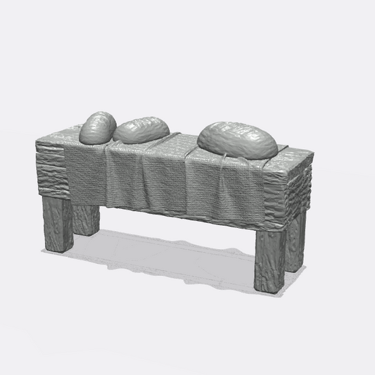 Foto do produto Miniatura Mobiliário, Decoração de Diorama e Modelismo 0: Na cozinha: Mesa de jantar posta com pão para cozinha ou sala de jantar (Ref. 45D)
