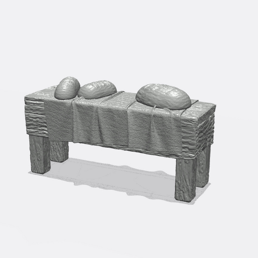 Produktfoto Miniatur Möbel, Einrichtung Diorama und Modellbau  0: In der Küche: Esstisch gedeckt mit Brot für Küche oder Esszimmer (Ref. 45D)