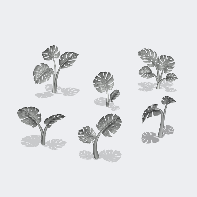 Foto do produto Miniatura Mobiliário, Decoração de Diorama e Modelismo 0: Plantas e Vegetação: 6 Plantas Monstera