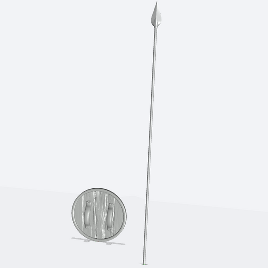 Produktfoto Miniatur Möbel, Einrichtung Diorama und Modellbau  0: Mittelalterliche Schmiede: 2 Waffen - Schild und Speer