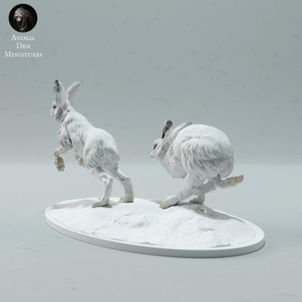 Φωτογραφία προϊόντος φιγούρας ζώου Animal Den Miniatures 3: Πολική φιγούρα ζώου: λαγοί του χιονιού - τρέχουν (23_01_16)