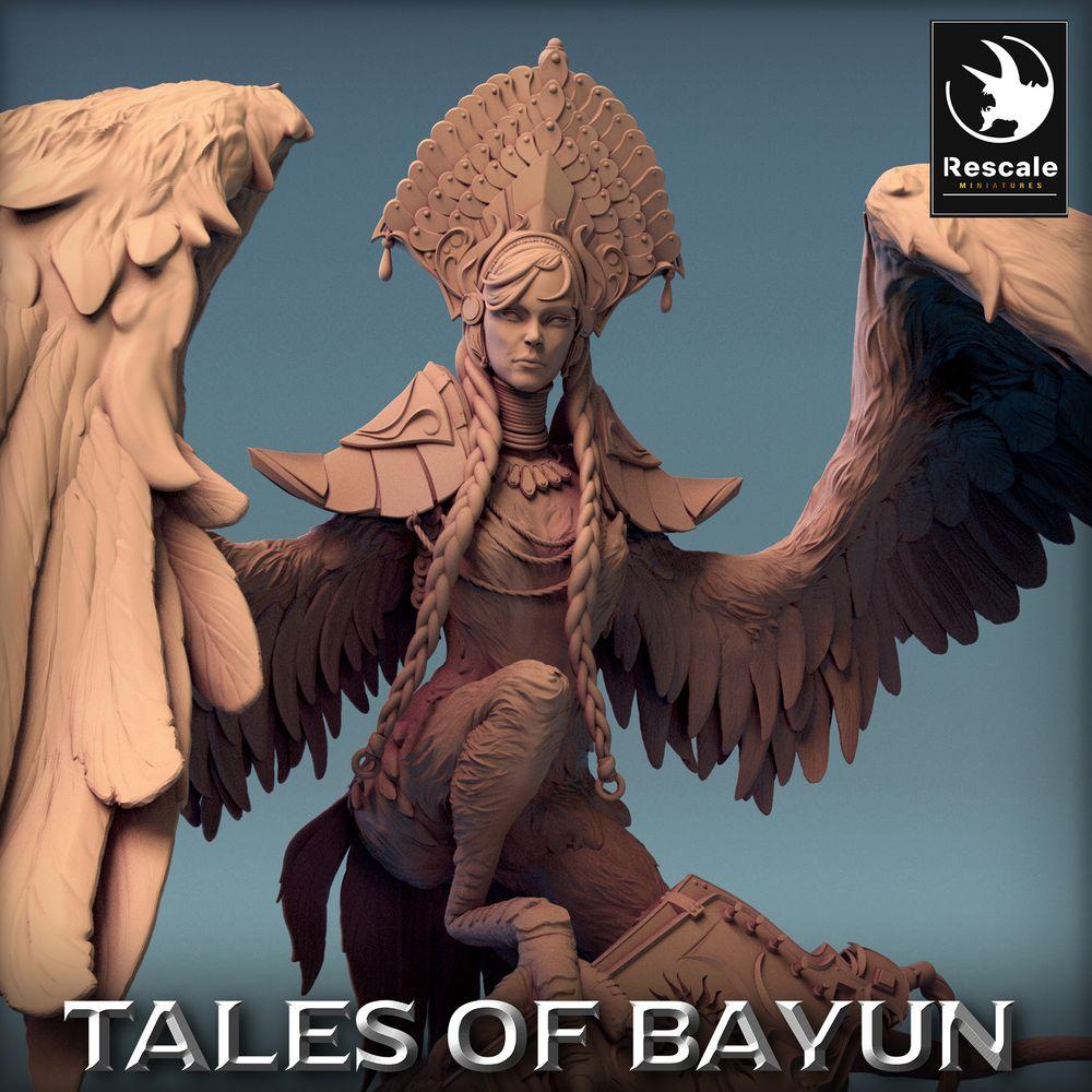 Produktfoto Tabletop 28mm Lord of the Print (LotP) 0: Fantasy Figur: Engel Seraph, geflügelter Paladin, Walküre Valkyrie, Harpyie Harpy auf Zauberbuch (24_01_I4)