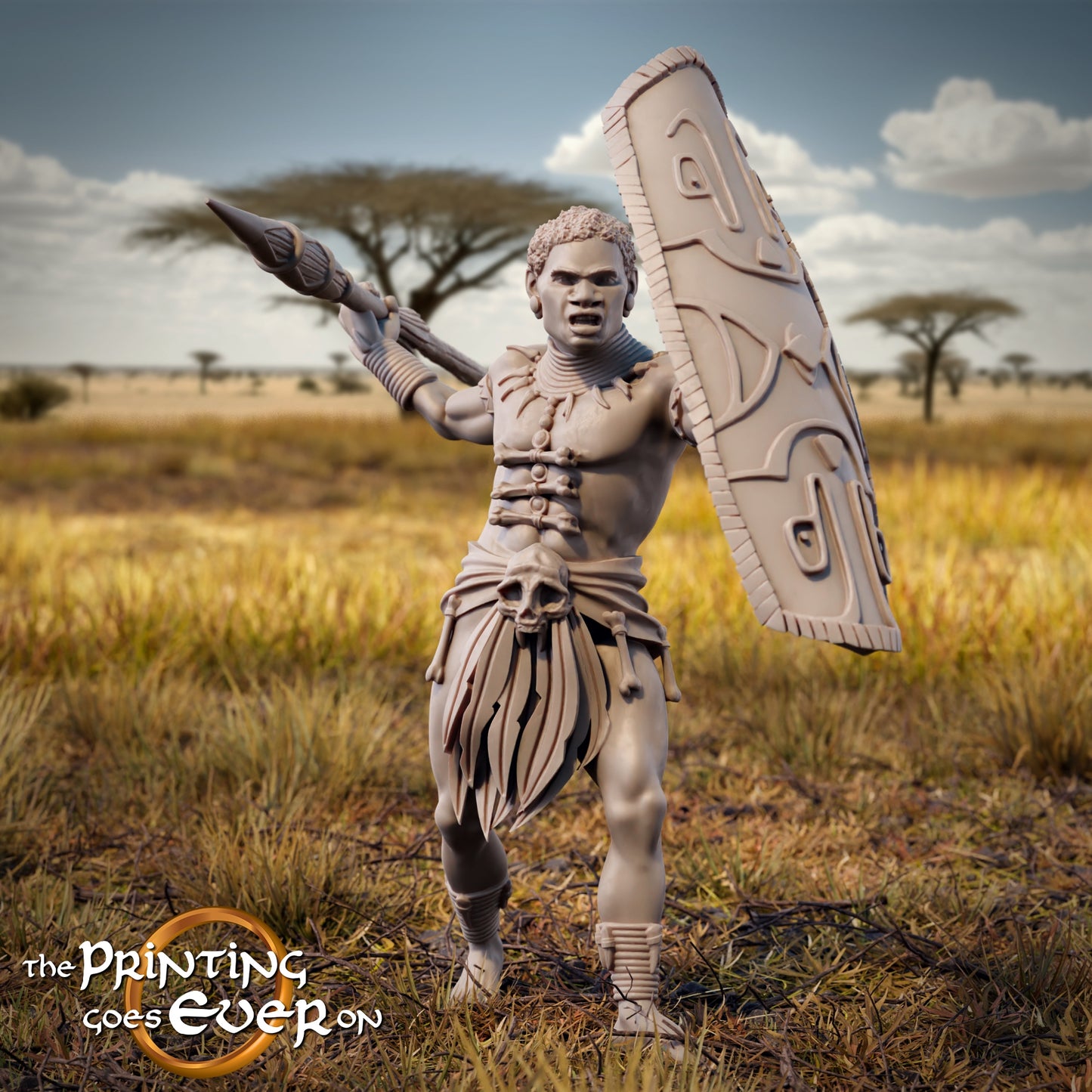 Foto do produto Tabletop 28mm The Printing Goes Ever On (TPGEO) 0: Guerreiro da Savana: Orgulhoso povo indígena com chefe