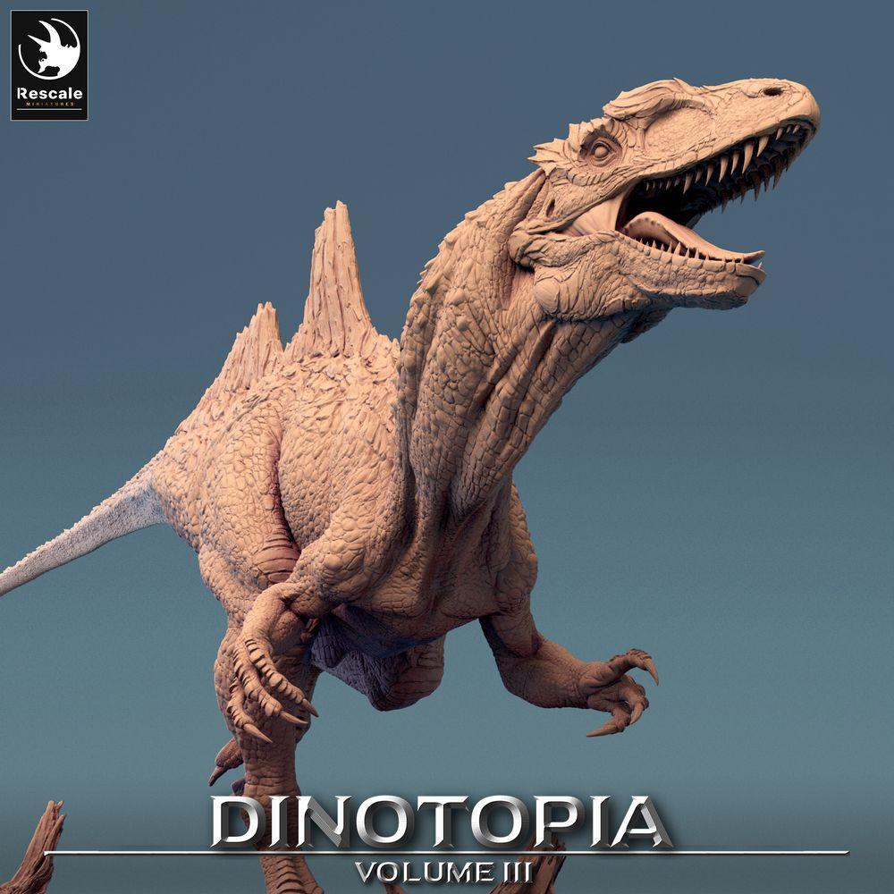 Produktfoto Tabletop 28mm Lord of the Print (LotP) 0: Tabletop Miniatur: Raubsaurier Concavenator, Dino-Monster im Lauf, brüllendes Bossmonster für Wargame und Skirmish (24_06_C4)