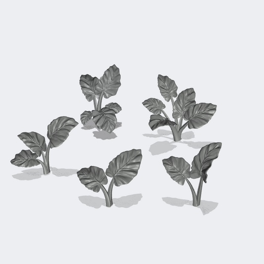 Foto del prodotto Miniatura Mobili, Arredamento Diorama e Modellismo 0: Piante e Vegetazione: 5 Piante Elefante - Alocasia Odora