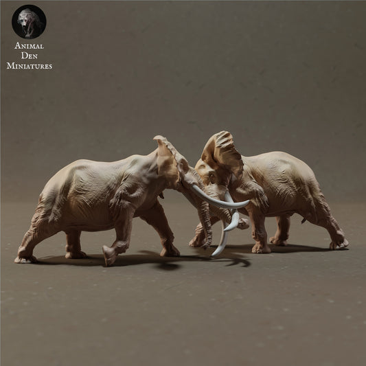 Foto do produto Figura de Animal Diorama, Modelismo: 0: Elefantes Africanos Machos Lutando - Animais da Savana