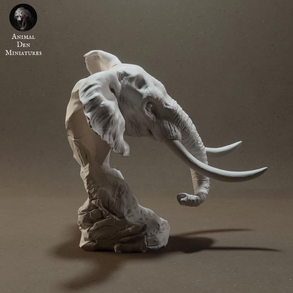 Produktová fotografie zvířecí figurky Animal Den Miniatures 2: Figurka divokého zvířete: africký slon savanový - busta (23_03_10)