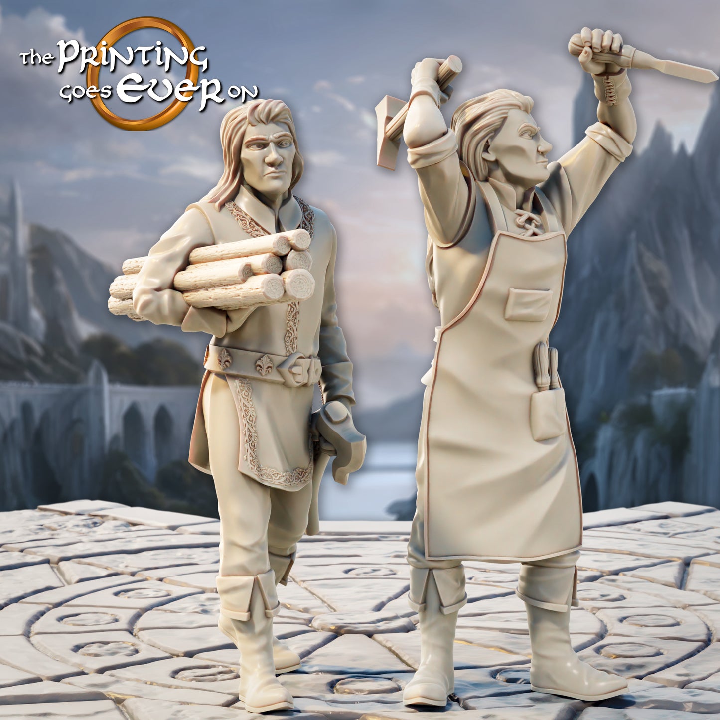 Produktová fotografie Tabletop 28mm The Printing Goes Ever On (TPGEO) 0: Elfí lodní stavitel - 2 řemeslníci elfího národa - Elfí dělníci