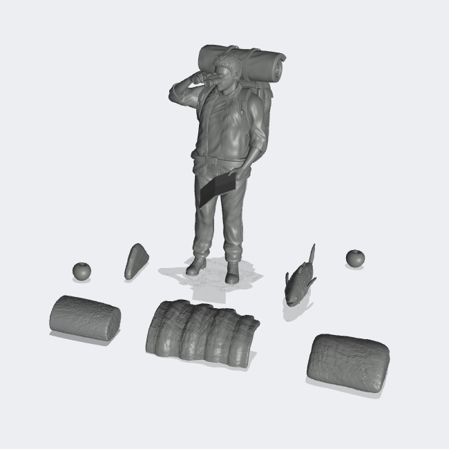 Produktfoto Miniatur Möbel, Einrichtung Diorama und Modellbau  0: In der Küche: Essen - 2 Äpfel, 3 Fleischstücke, Thunfisch