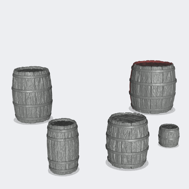 Product photo miniature furniture, diorama setup and model building: 0: Storage and organization: 5 closed barrels (Ref. 21D)