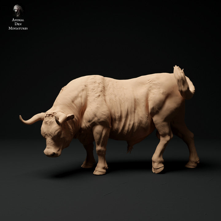 Product photo Animal Figure Diorama, Model Building: 0: Farm Animal Figure: Grazing Bull - Red Devon Bull