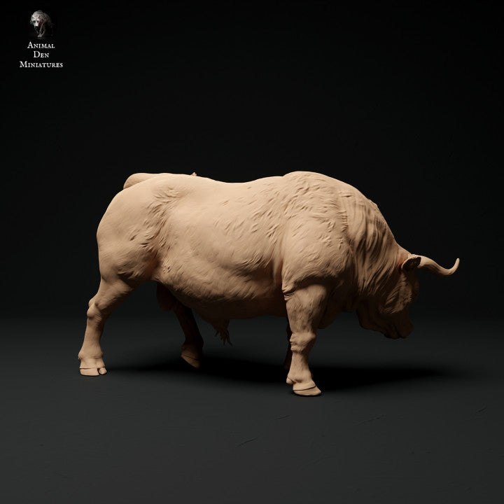 Product photo Animal Figure Diorama, Model Building: 0: Farm Animal Figure: Grazing Bull - Red Devon Bull
