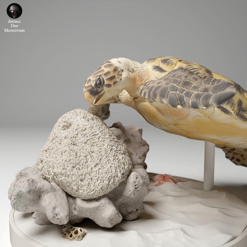 Zdjęcie produktu, figurka zwierzęcia Animal Den Miniatures 2: figurka zwierzęcia morskiego: żółw szylkretowy - żerujący (24_05_04)