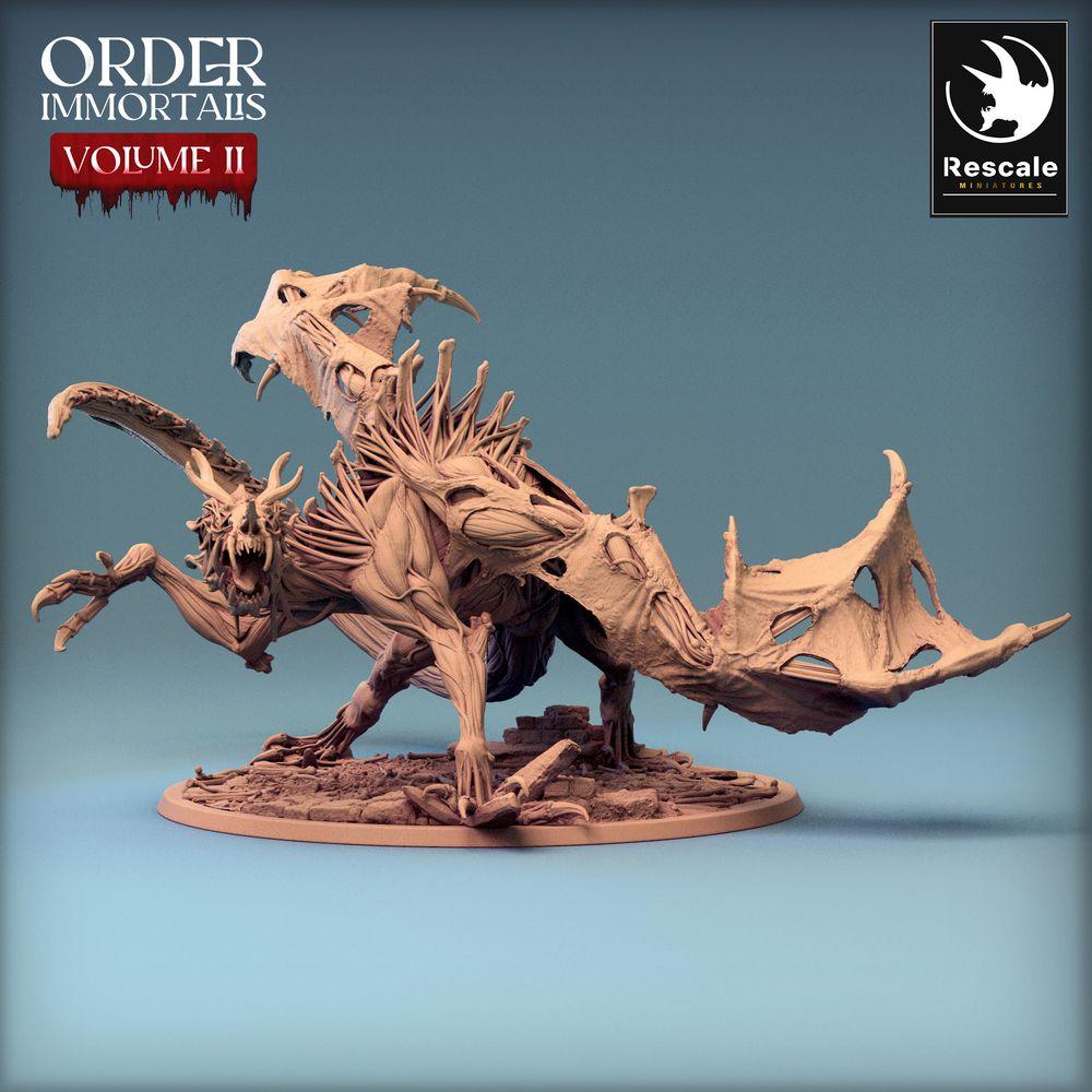 Zdjęcie produktu Tabletop 28mm Lord of the Print (LotP) 0: Miniatura Tabletop: Demoniczna Smocza Potomstwo - Immortalis Dragon, Bestia Piekielna z Syklem w pozycji ataku (24_02_D1)