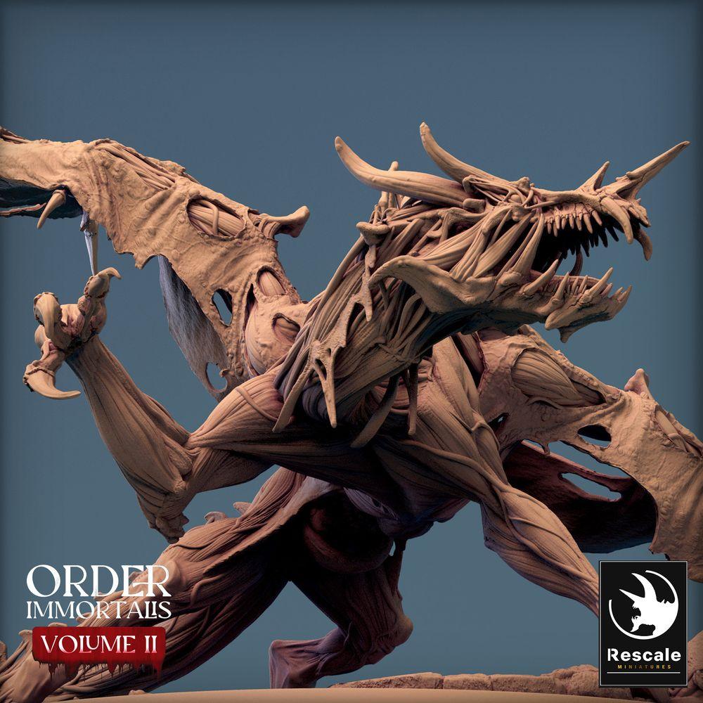 Produktfoto Tabletop 28mm Lord of the Print (LotP) 0: Tabletop Miniatur: Dämonische Drachenbrut - Immortalis Dragon, Höllenbestie mit Sichelschwanz in Angriffspose (24_02_D1)