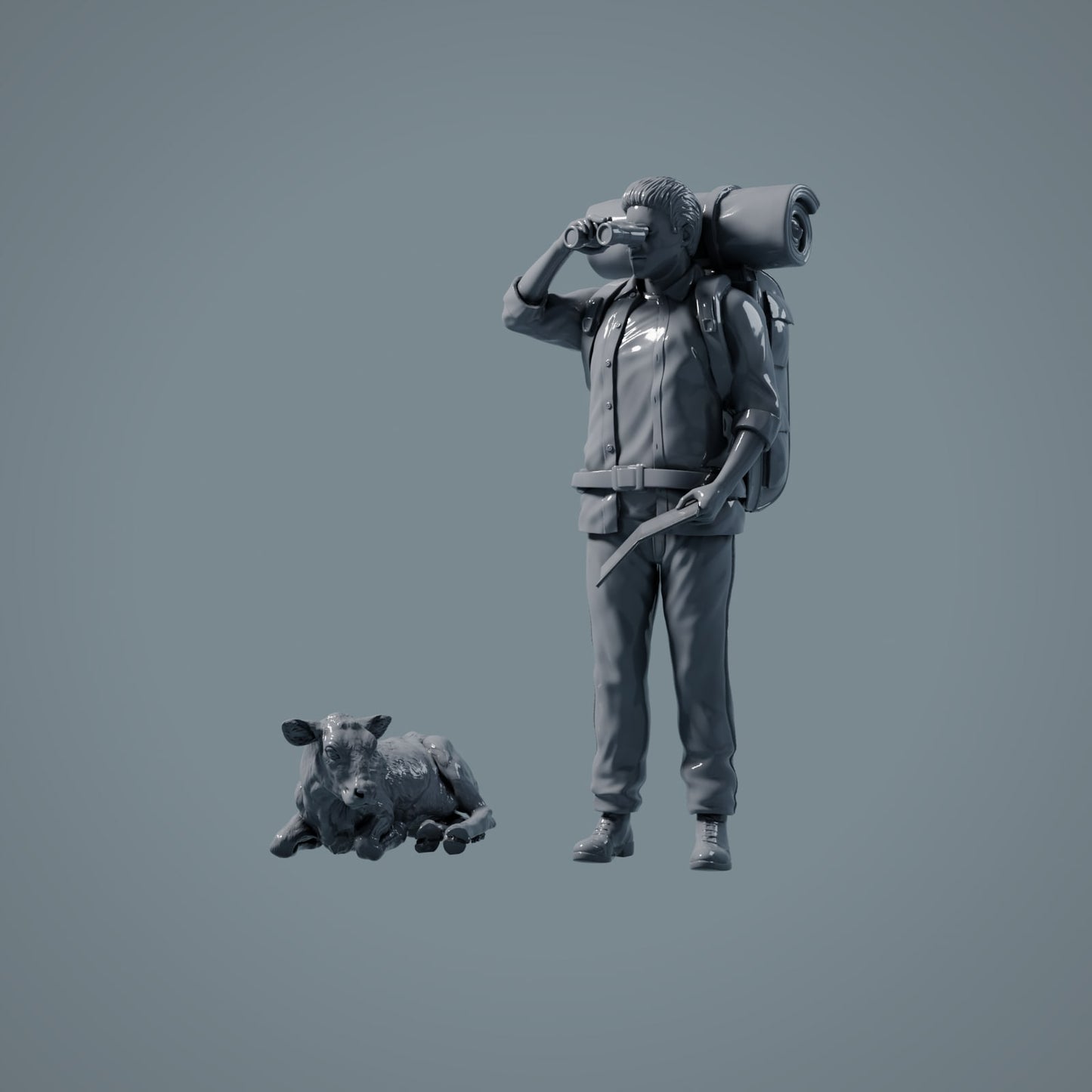 Figurka zwierzęcia farmowego: leżąca cielę - Red Devon Cow (a031)