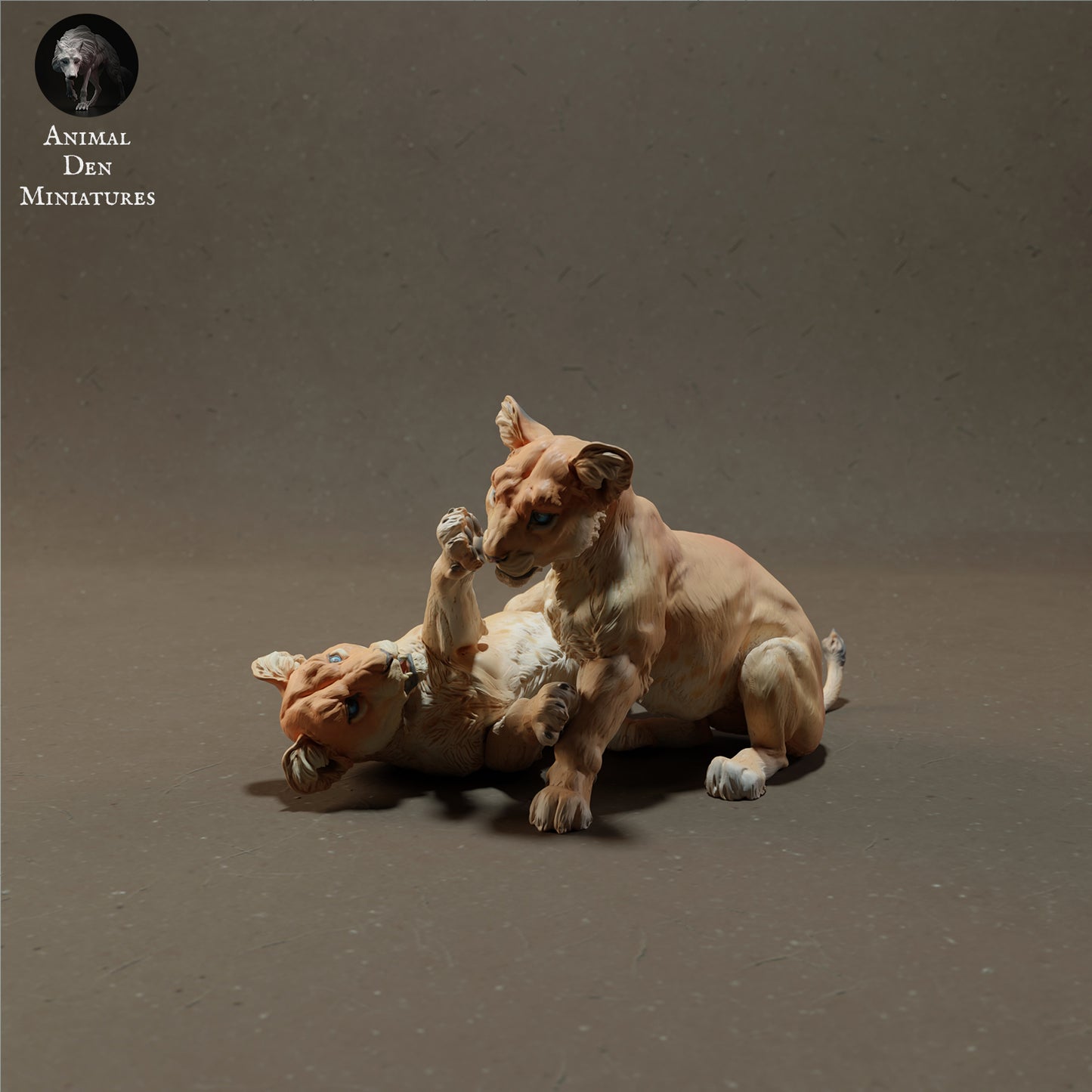 Foto do produto de figura de animal em diorama, modelismo: 0: Filhotes de leão brincando - Animais da savana