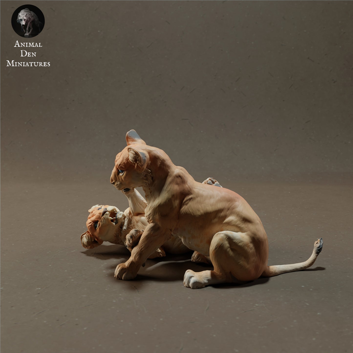 Foto do produto de figura de animal em diorama, modelismo: 0: Filhotes de leão brincando - Animais da savana