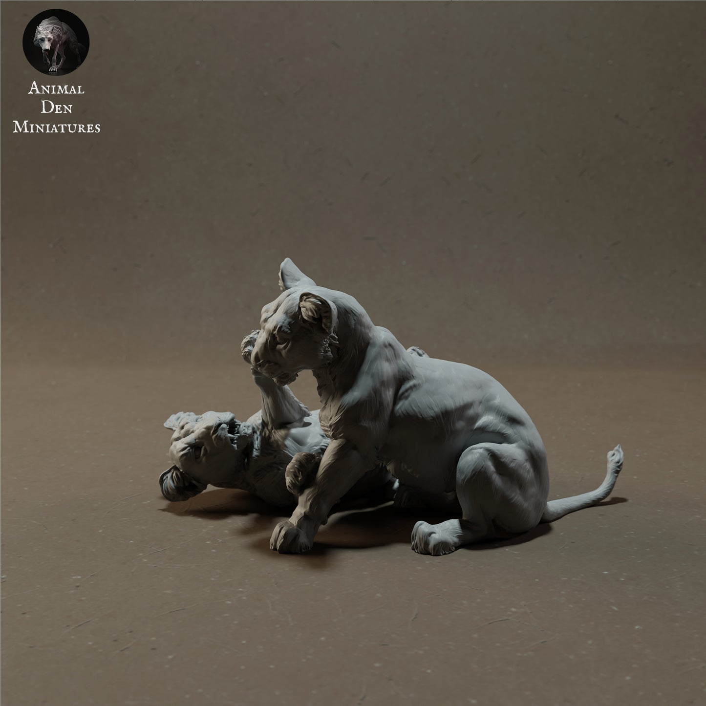 Foto do produto de figura de animal em diorama, modelismo: 0: Filhotes de leão brincando - Animais da savana