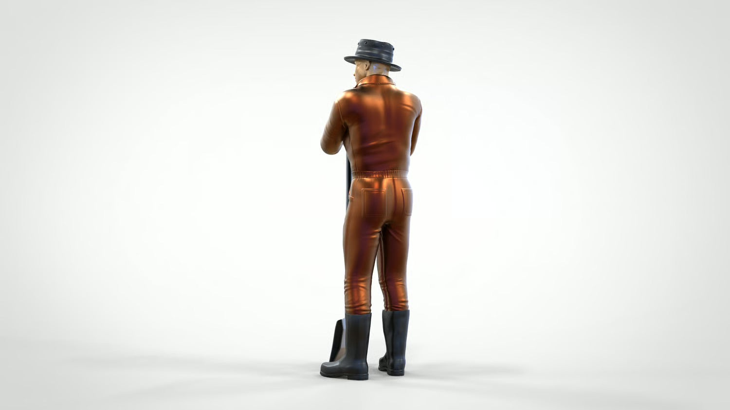 Diorama Modellbau Produktfoto 0: Lokheizer oder Grubenarbeiter – Figur mit Spaten in historischer Arbeitskleidung (Ref. Nr. 448)