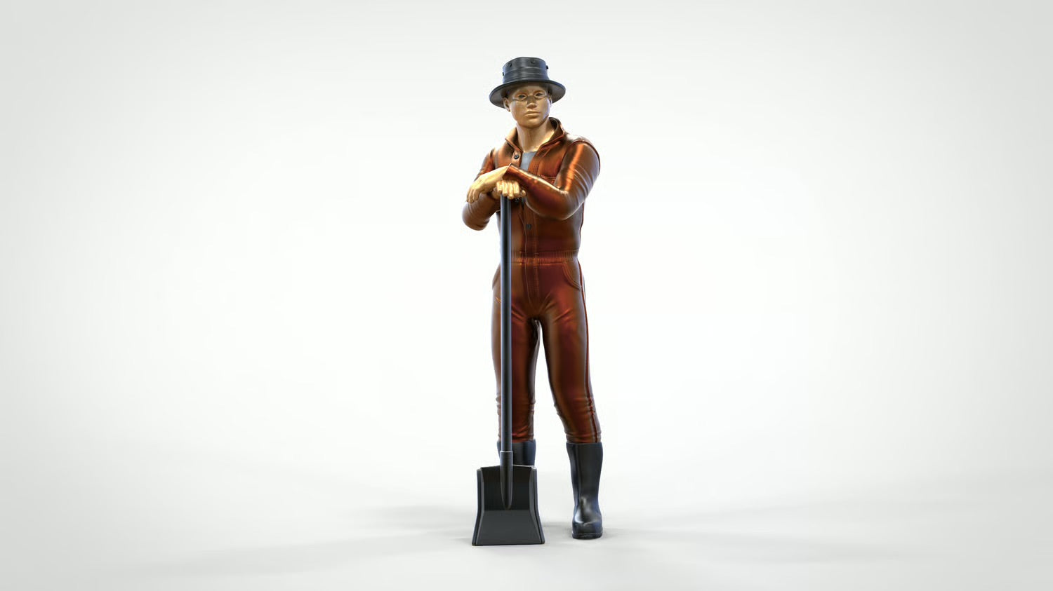 Diorama Modellbau Produktfoto 0: Lokheizer oder Grubenarbeiter – Figur mit Spaten in historischer Arbeitskleidung (Ref. Nr. 448)