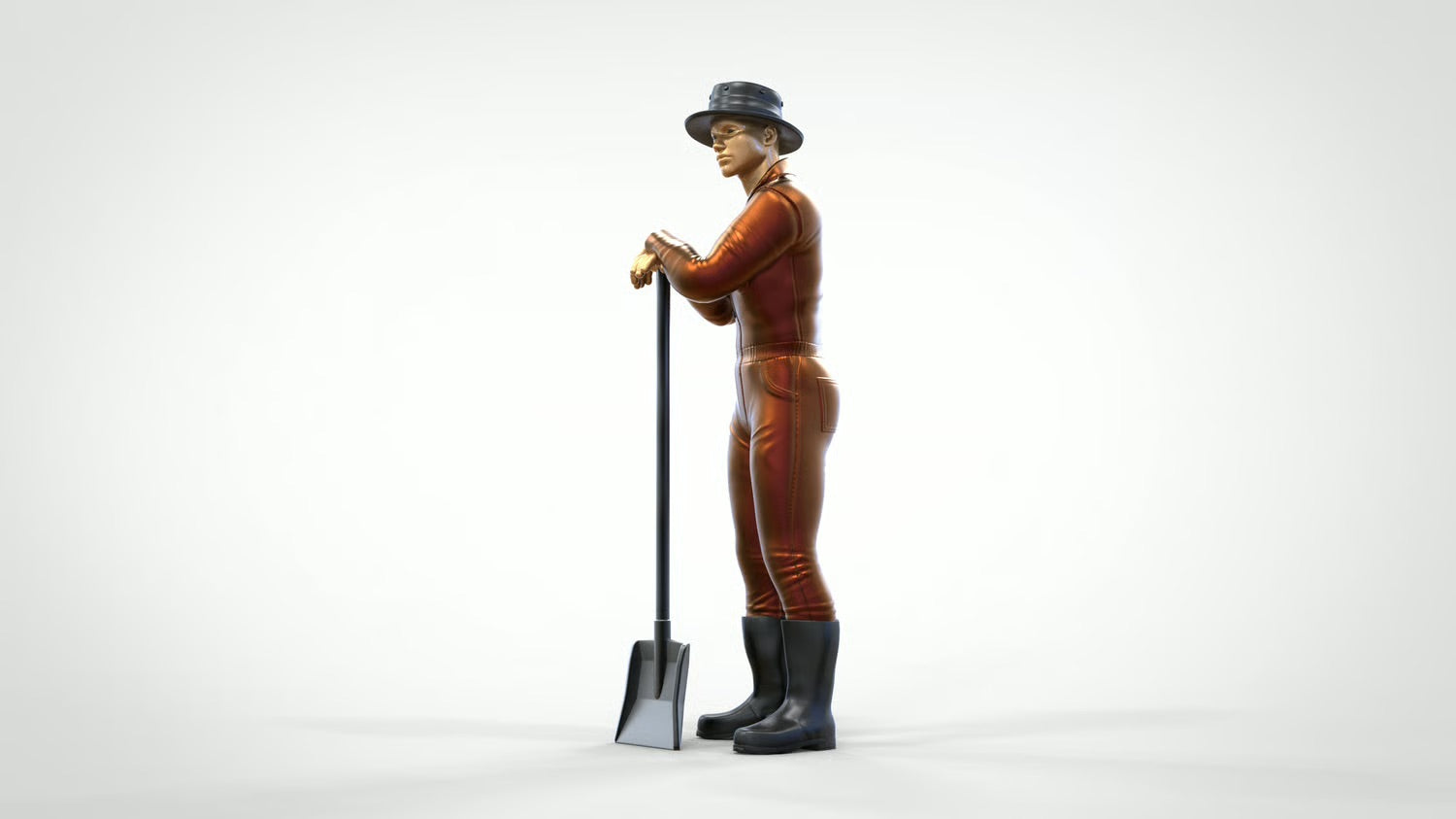 Diorama Modellbau Produktfoto 0: Lokheizer mit Kohleschaufel – Figur in Arbeitsanzug und Hut (Ref. Nr. 450)