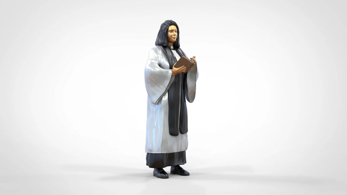 Foto do produto Diorama e Modelismo Miniatura Figura: Clero: Pastora / Sacerdotisa com Bíblia na Missa