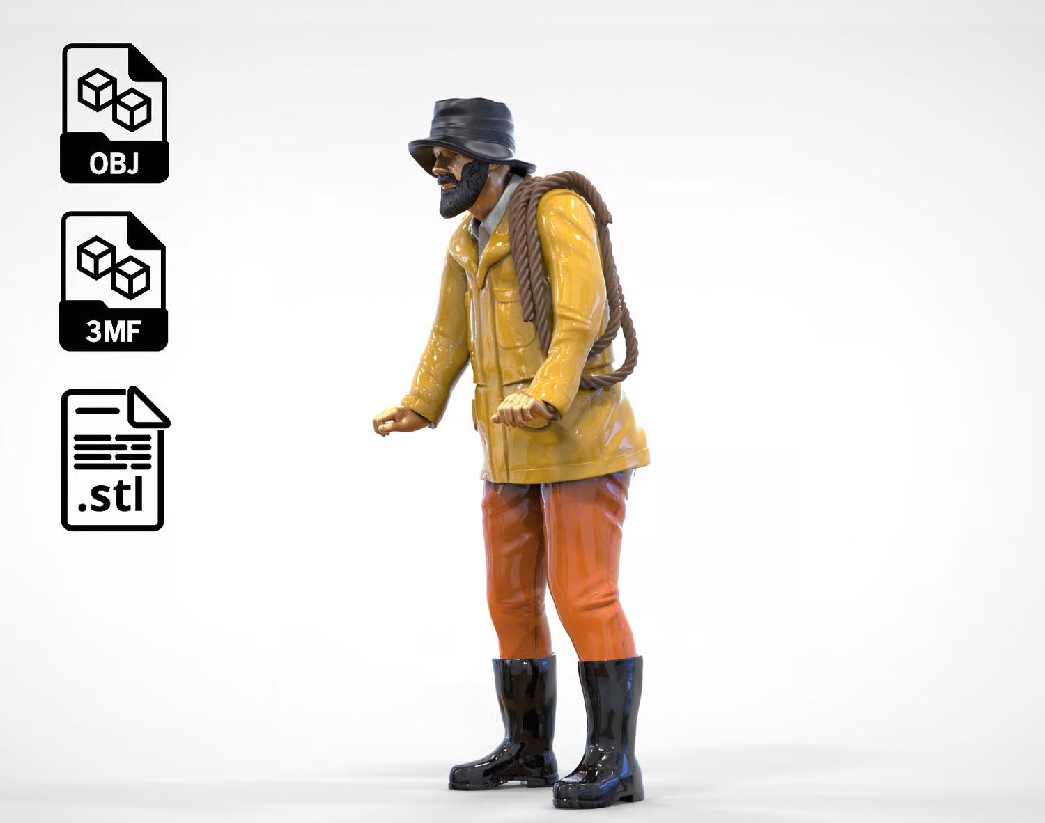 Modello diorama foto prodotto 0: Marinaio con corda – Figura con giacca impermeabile e stivali di gomma (Rif. n. 445)