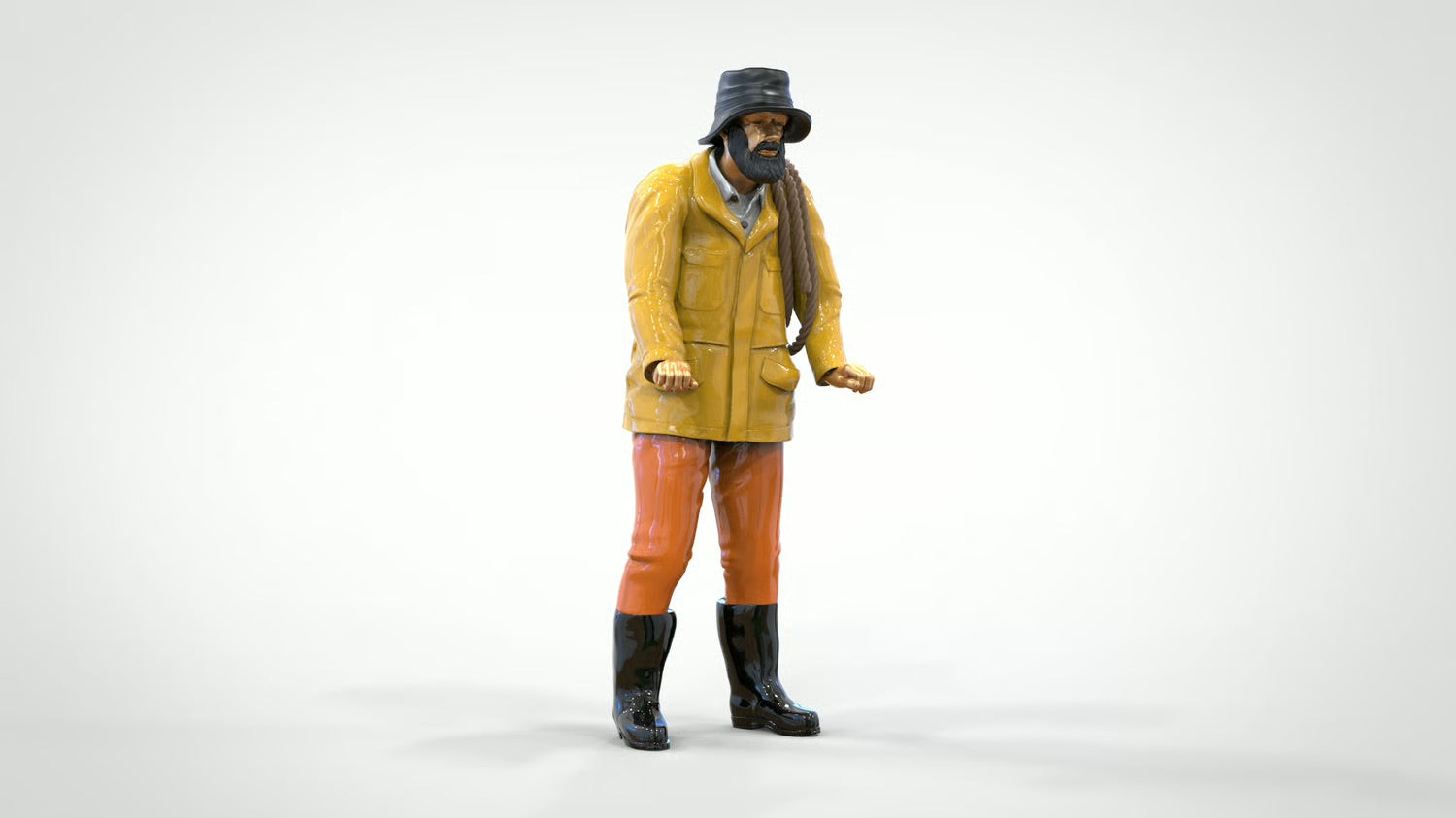 Modello diorama foto prodotto 0: Marinaio con corda – Figura con giacca impermeabile e stivali di gomma (Rif. n. 445)