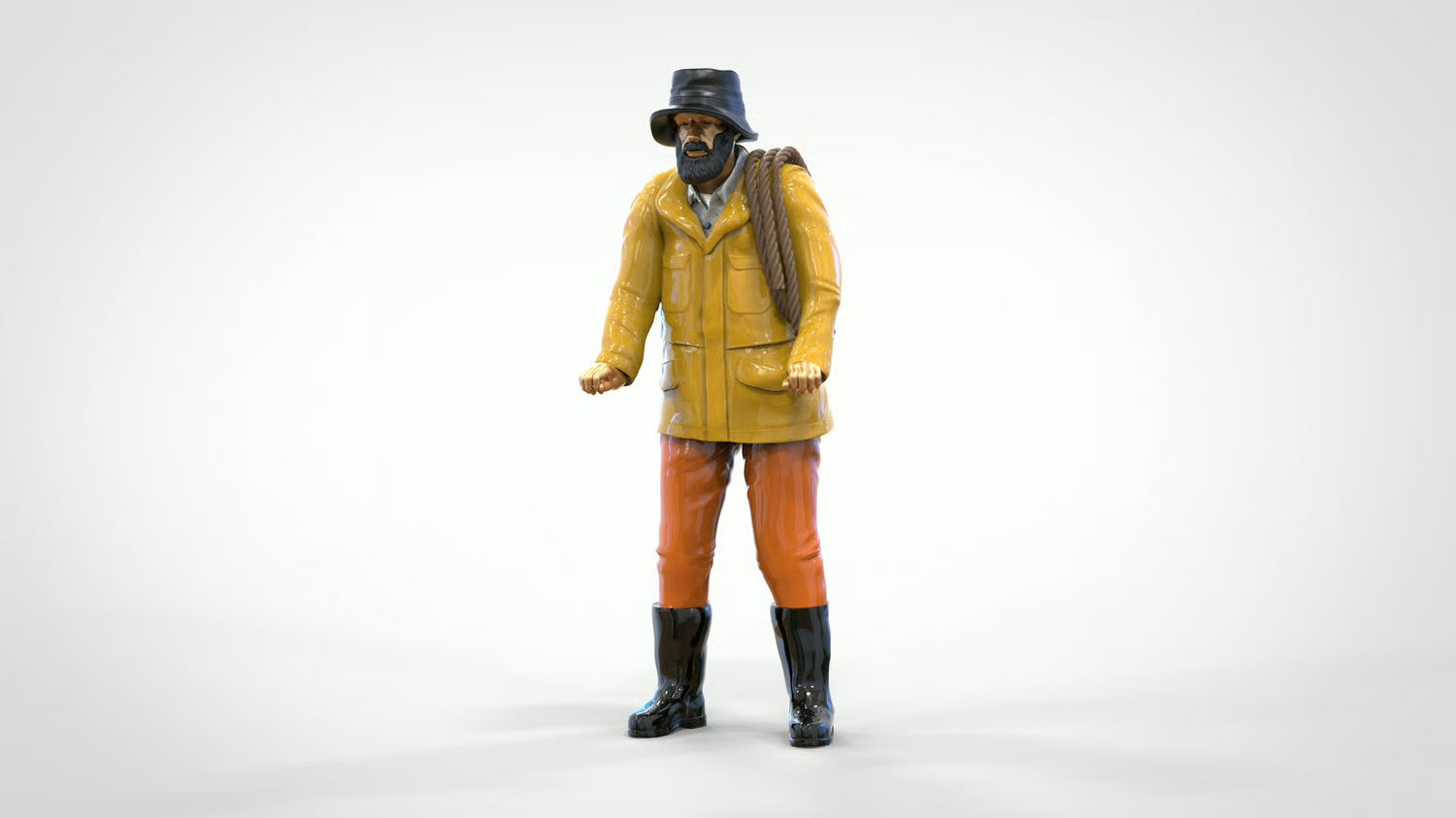 Modello diorama foto prodotto 0: Marinaio con corda – Figura con giacca impermeabile e stivali di gomma (Rif. n. 445)
