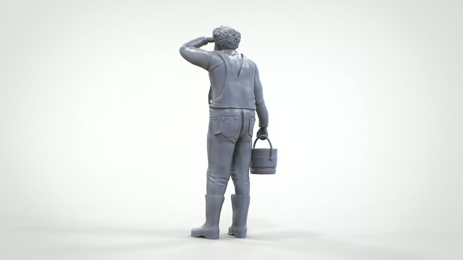 Diorama Modellbau Produktfoto 0: Fischer mit Eimer – Figur in Ölzeug und Gummistiefel (Ref. Nr. 444)