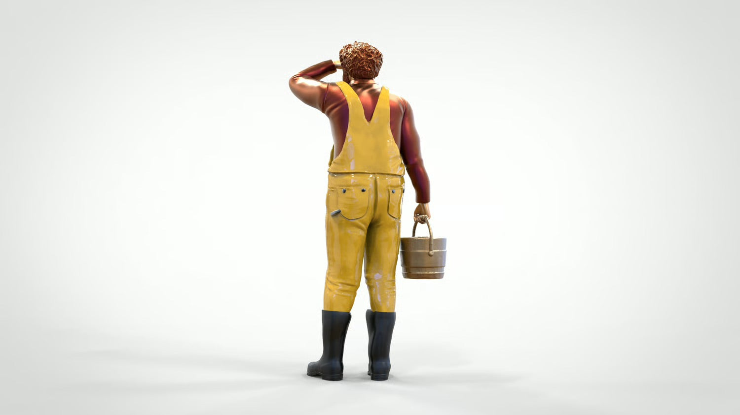 Diorama Modellbau Produktfoto 0: Fischer mit Eimer – Figur in Ölzeug und Gummistiefel (Ref. Nr. 444)