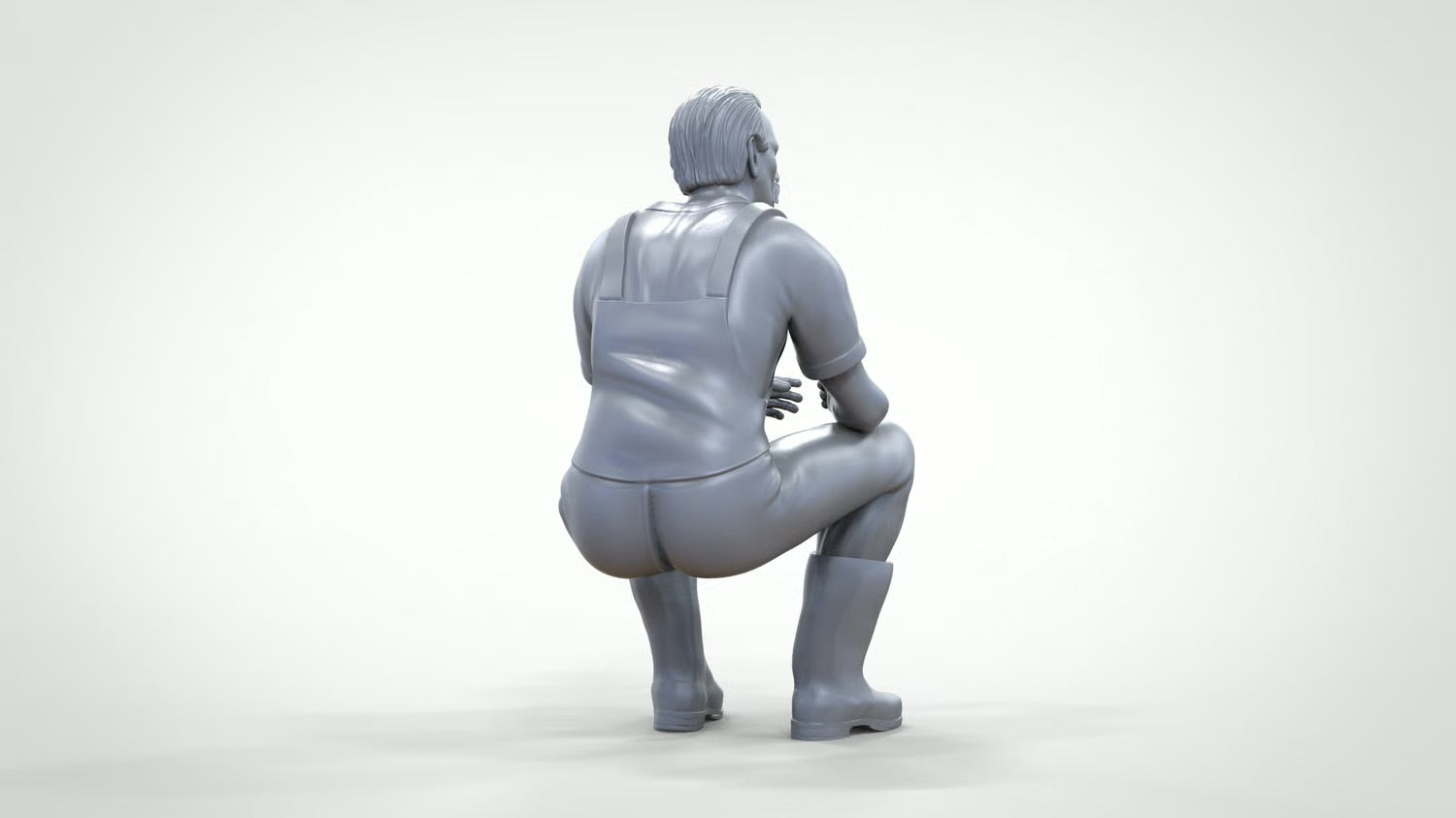 Modello diorama foto prodotto 0: Pescatore seduto con barba – Figura in impermeabile e stivali di gomma (Rif. Nr. 443)