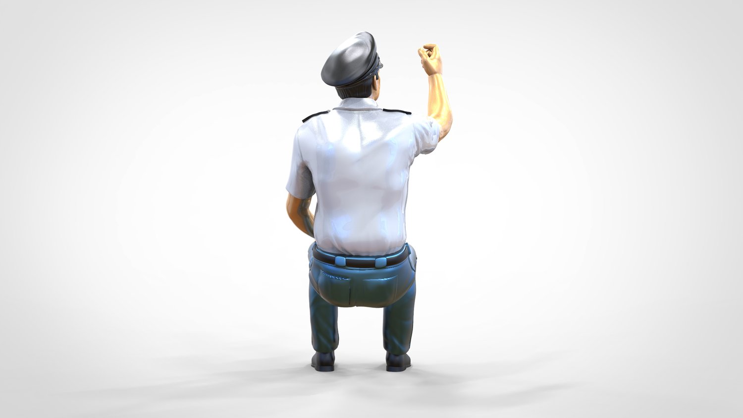 Produktfoto  0: Pilot in Uniform sitzend: Flugzeug Personal - betätigt Schalter