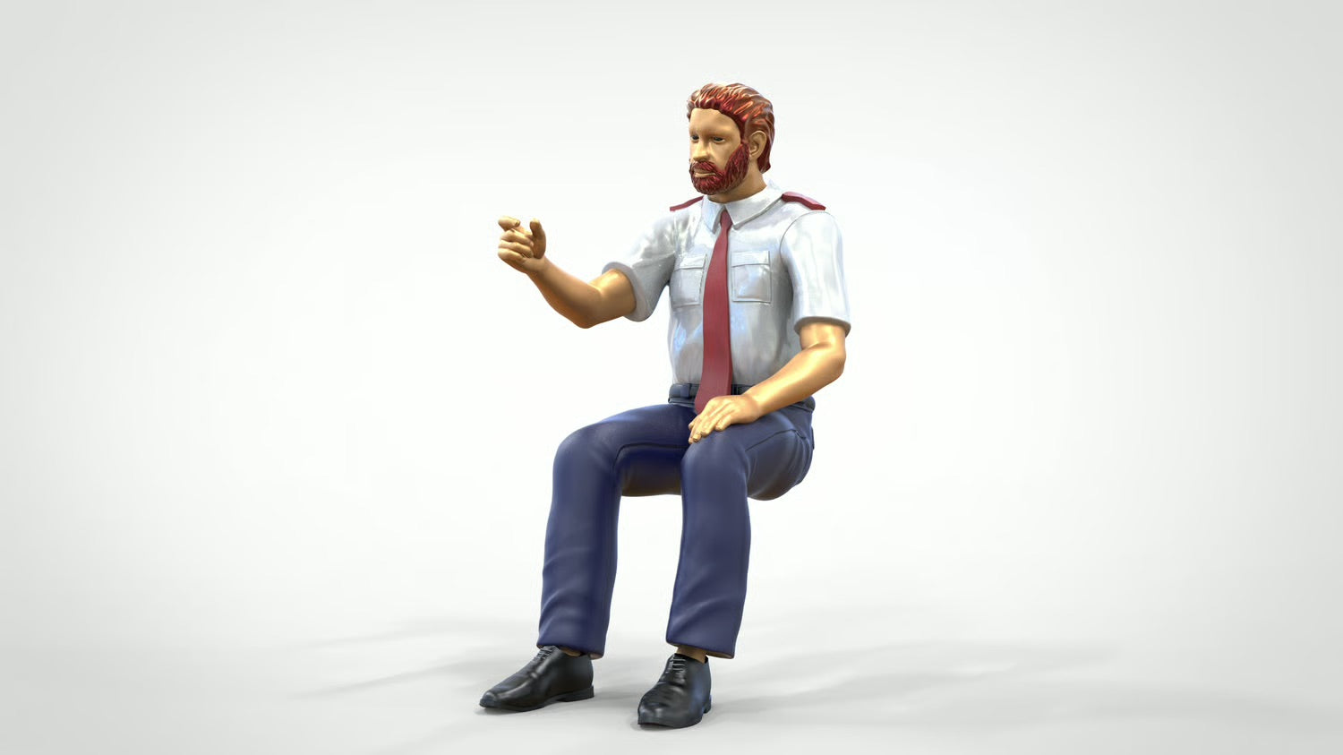 Diorama model building product photo 0: Sitting train driver or pilot – figure with shirt, epaulettes, and tie (Ref. No. 447)