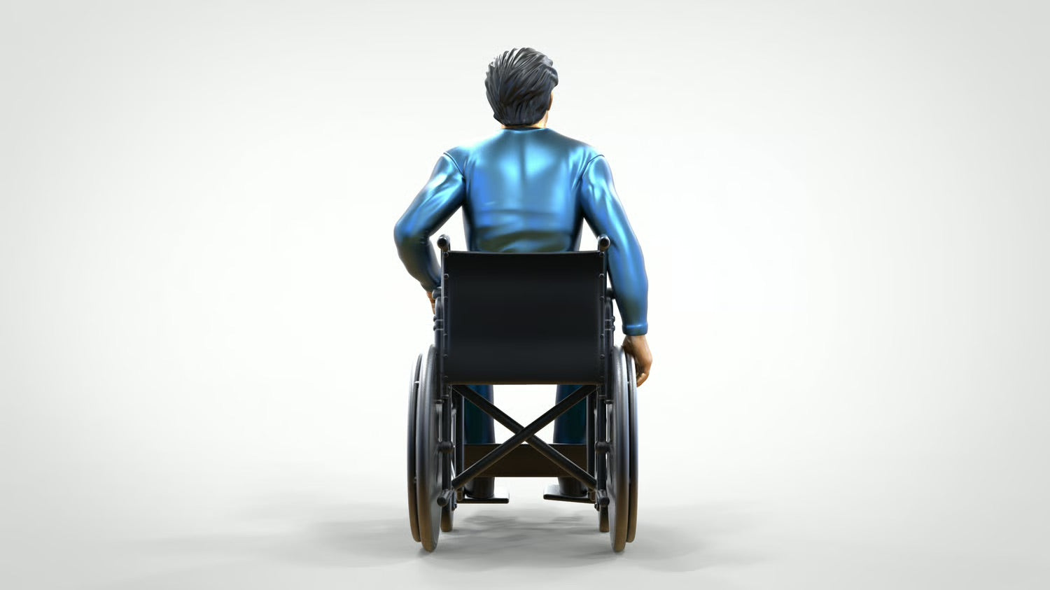 Model dioramy zdjęcie produktu 0: Mężczyzna na wózku inwalidzkim – figura w codziennym ubraniu (Nr ref. 452)