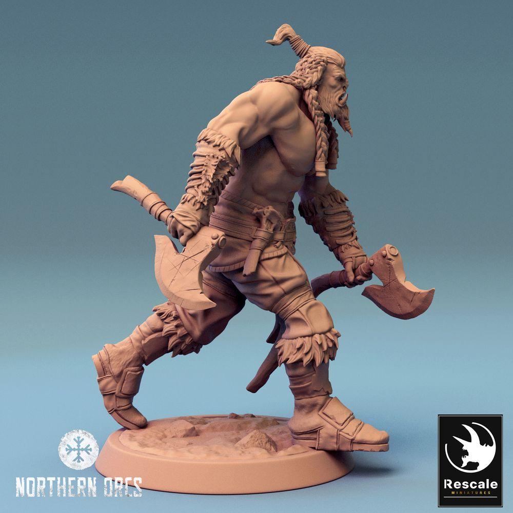 Φωτογραφία προϊόντος Tabletop 28mm Lord of the Print (LotP) 0: Tabletop Μινιατούρα: Ορκ Πολεμιστής με τσεκούρι και γάντζο, Ορκ Μπερσέρκερ, Πολεμιστής με τσεκούρι σε προχωρημένη θέση (24_04_H5)