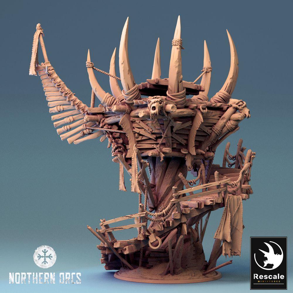 Zdjęcie produktu Tabletop 28mm Lord of the Print (LotP) 0: Tabletop teren: Orkowa wieża strażnicza, platforma wojenna, wieża trofeów, ołtarz wojenny, posterunek, Orc Watchtower (24_04_W)