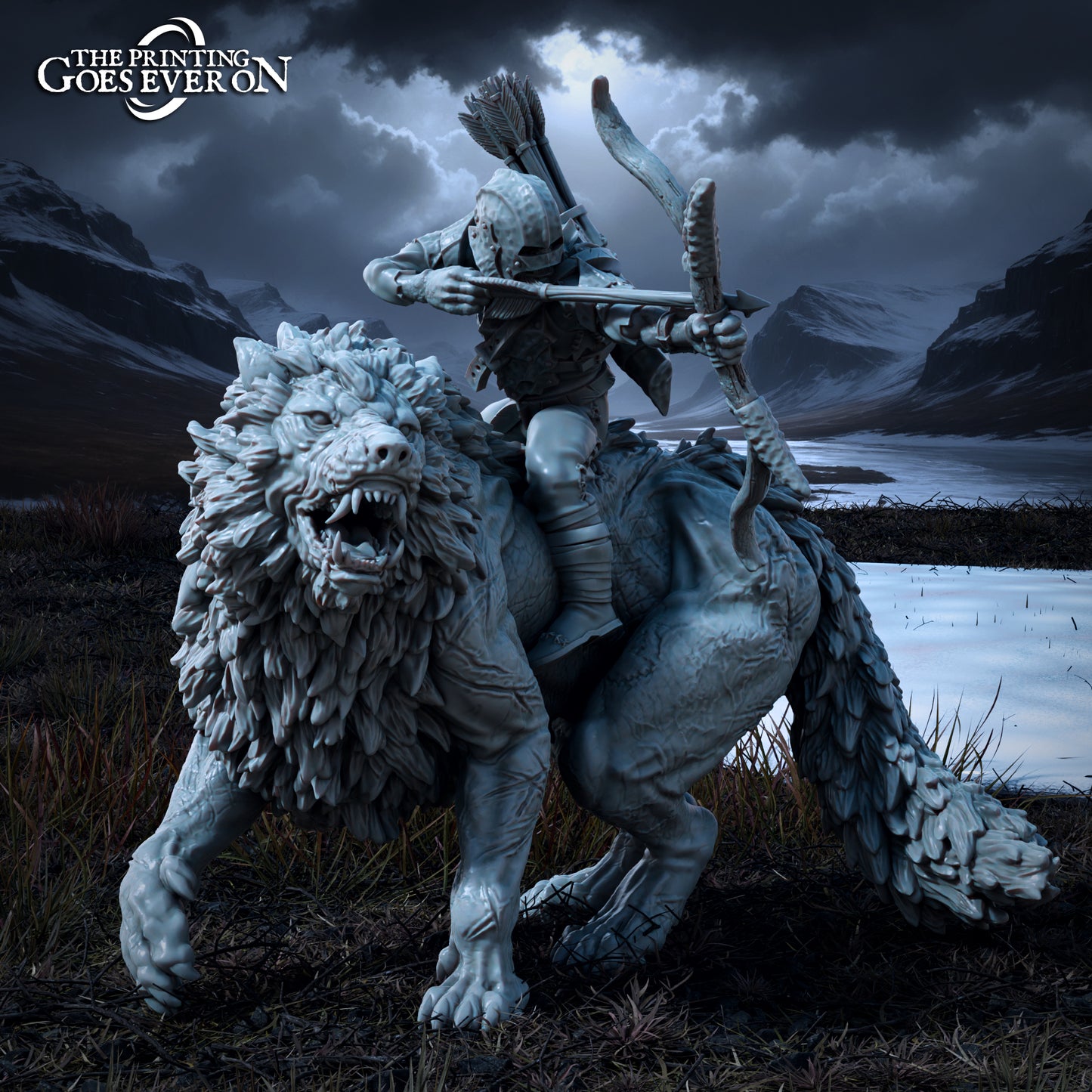 Produktová fotografie Tabletop 28mm The Printing Goes Ever On (TPGEO) 0: Orkský Warg Rider - Brutální služebníci Temného krále na Wargu - Zlé bytosti severních království