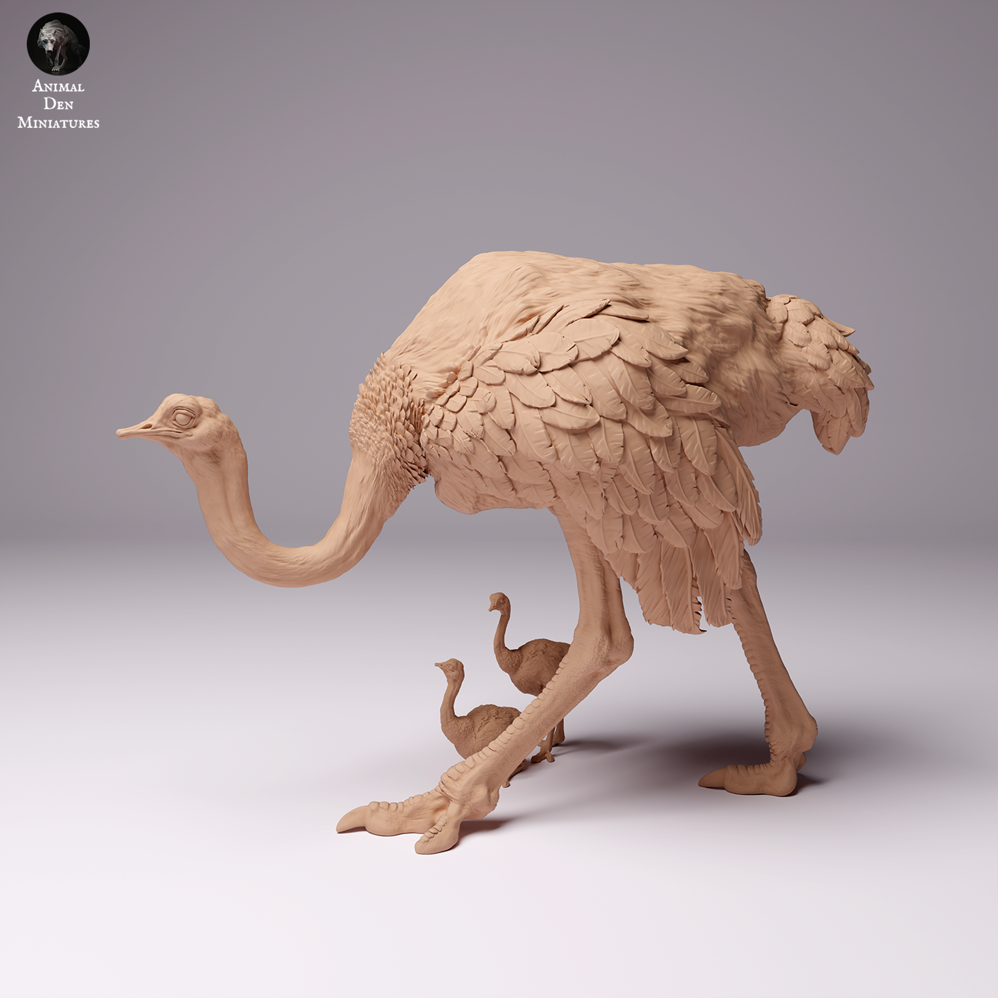 Product photo Animal Figure Diorama, Model Building: 0: Ostrich with Chicks: African Female Ostrich with Ostrich Babies: Animals from Africa