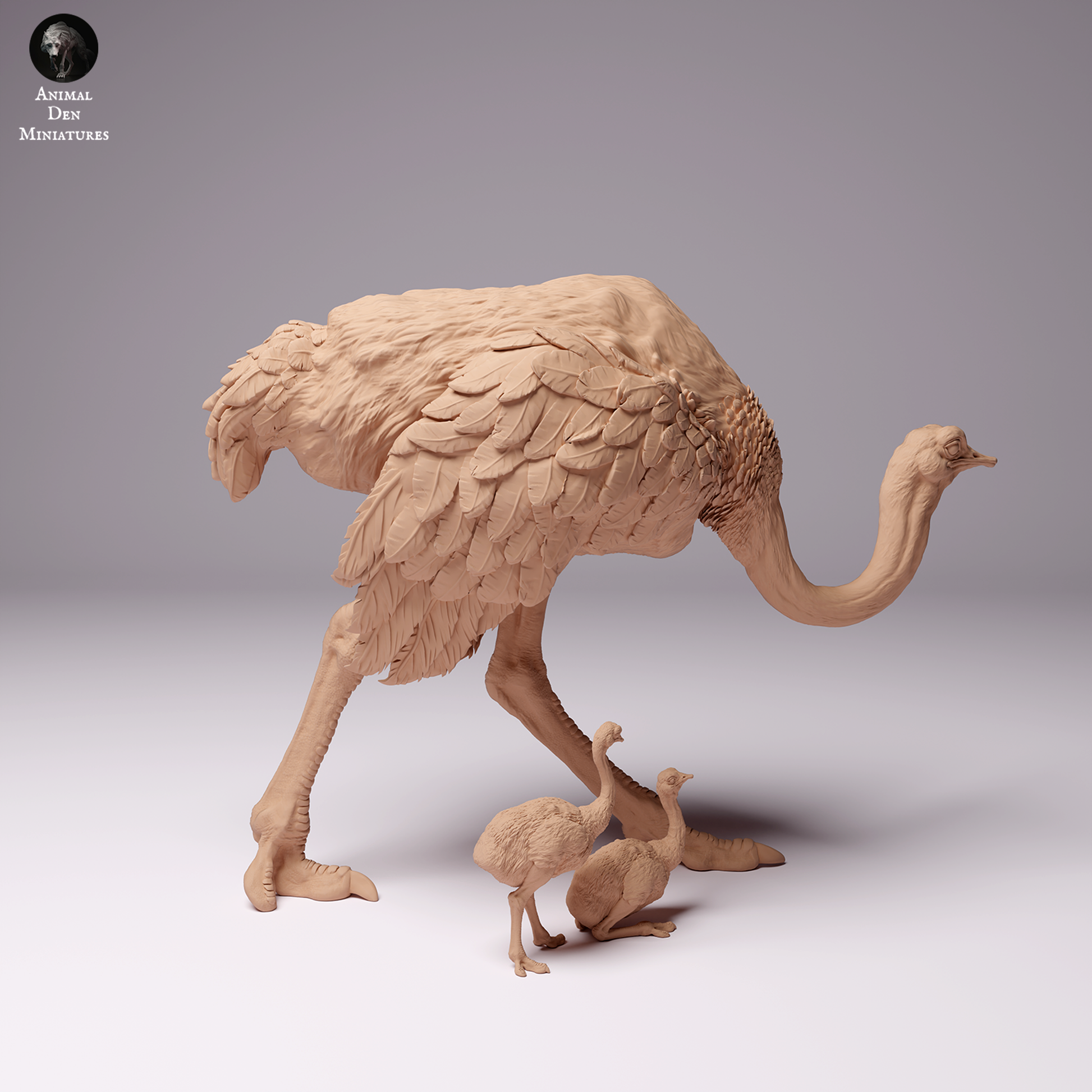 Product photo Animal Figure Diorama, Model Building: 0: Ostrich with Chicks: African Female Ostrich with Ostrich Babies: Animals from Africa