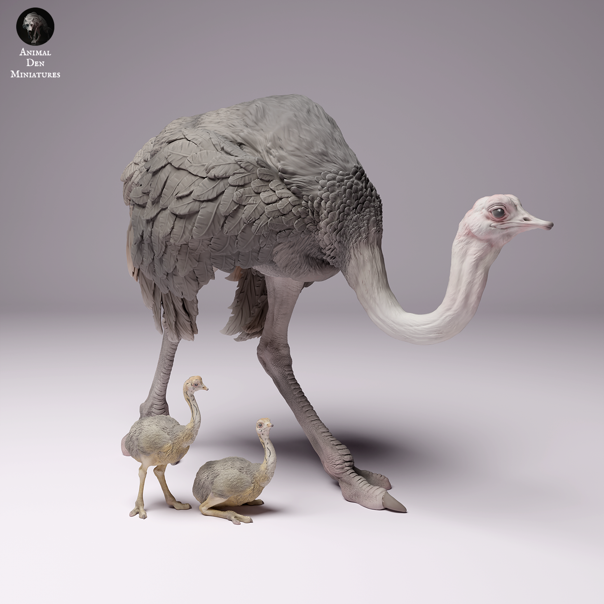 Product photo Animal Figure Diorama, Model Building: 0: Ostrich with Chicks: African Female Ostrich with Ostrich Babies: Animals from Africa