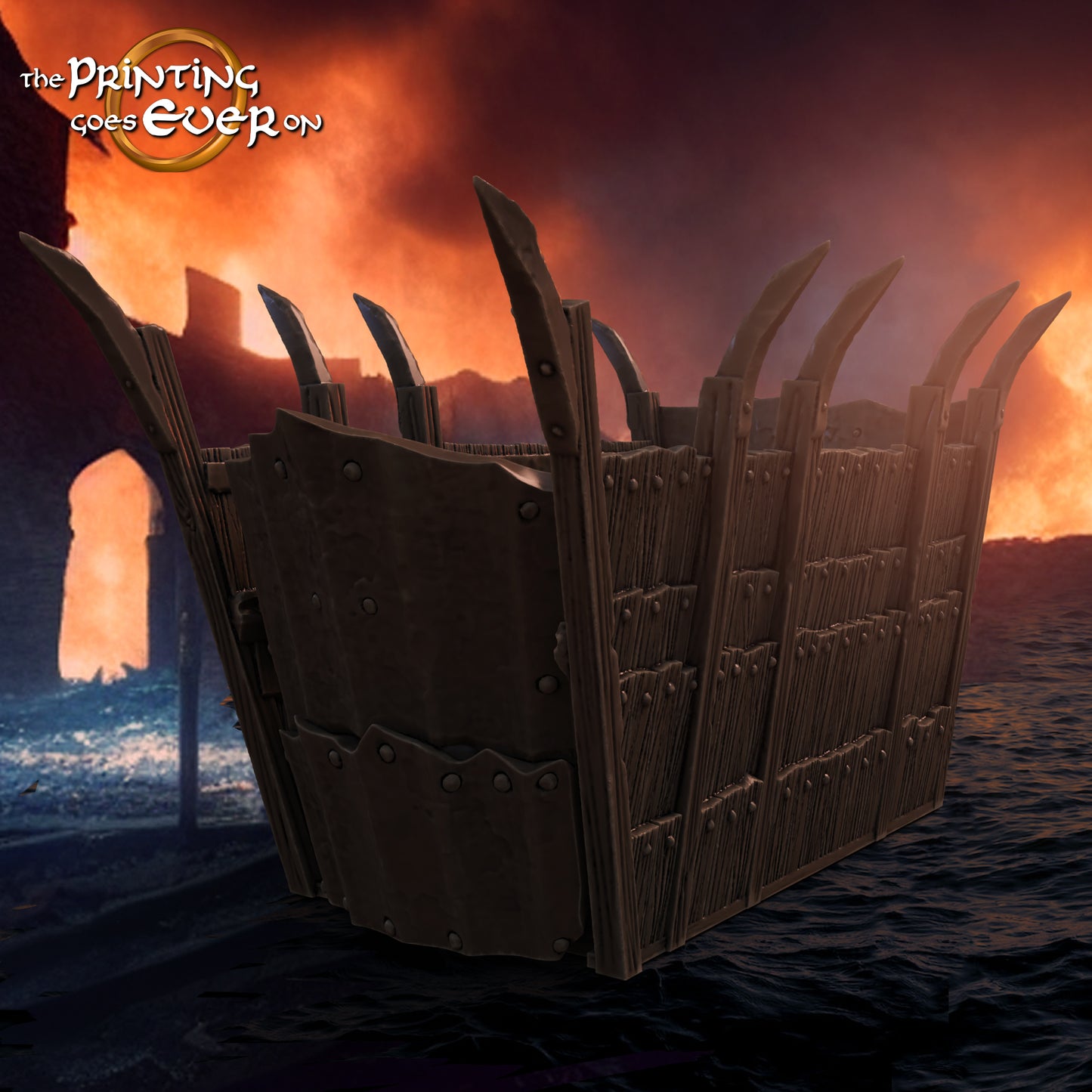 Foto do produto Tabletop 28mm The Printing Goes Ever On (TPGEO) 0: Grande barco de desembarque - Barco de transporte dos orcs - Balsa para cerco